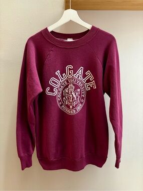Colgate University true VTG late 70s Collegiate Pacific maroon crewneck M/L